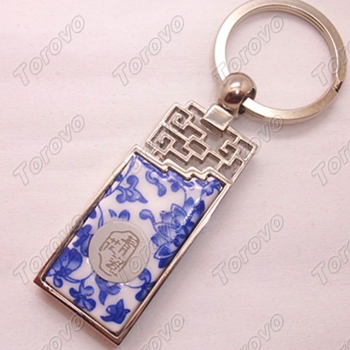 經典窗棱鏤空設計青花瓷鑰匙扣U盤
