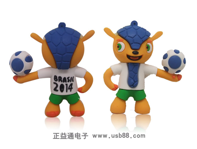 2014世界杯吉祥物是巴西的瀕危動(dòng)物三色犰狳,并決定將f 2014世界杯吉祥物硅膠U盤
