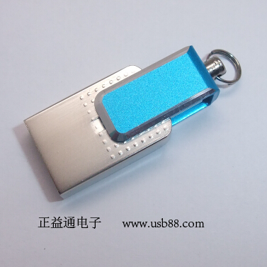 藍(lán)白拼接色系手機(jī)旋轉(zhuǎn)U盤(pán)——純金屬打造U盤(pán)外殼